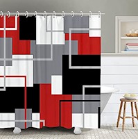 Cortinas de baño Cortina de ducha roja con 12 ganchos 72x72"