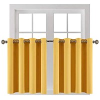 Cortina de ventana 2 paneles 3 capas color amarillo