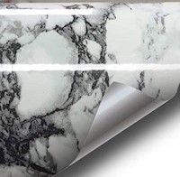 Envoltorio de vinilo veteado brillante negro y blanco
