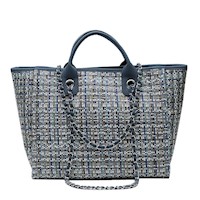 Makeway - Bolso de mano de lona de lujo Vintage para mujer - Azul