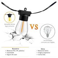 Guirnalda Colgante Luces Vintage 15 Bombillas 15 Metros LED Jardin 92