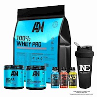 COMBO ADN- 100% WHEY PRO 5KG VAINILLA+ GLUTAMINE 500G+BCAA 540G MANZANA +SHAKER