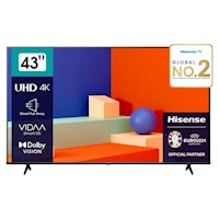 Televisor de 43" Vidaa Smart Tv 4K UHD Hisense 43A6K (2023)