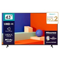 TV Hisense 43" 43A6K 4K UHD Smart VIDAA