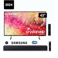 Televisor de 43" Smart Tv 4K UHD Tizen OS 2024 Samsung 43DU7000 + Soundbar HW-C400