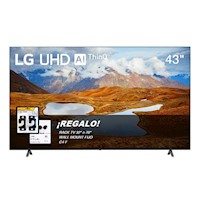 Televisor LG 43'' 4K UHD Smart TV ThinQ AI 43UR871C0SA (2023) + Rack TV Wall Mount Fijo C4-F