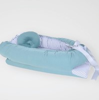 NIDO COLECHO ACOLCHONADITOS REVERSIBLE - VERDE CEMENTO RAYAS