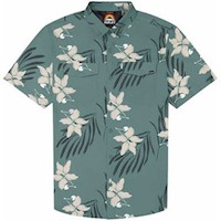 Camisa Manga Corta Hombre Hurley UPF50 - Verde con Flores