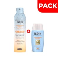 Pack Isdin Fotoprotector Fusion Water Magic 50 ML + Tranparente Spray Wet Skin 250 ML - Pack 2 UN