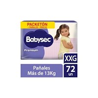 Babysec Pañal Premium Super Mega Talla XXG - Bolsa 72 UN