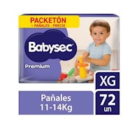 Babysec Pañal Premium Super Mega Talla XG - Bolsa 72 UN