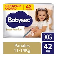Pañal Babysec Super Premium Cuidado Total Talla XG - Bolsa 42 UN