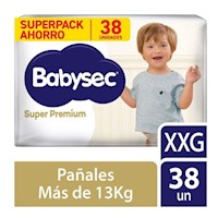 Pañal Babysec Super Premium Cuidado Total Talla XXG - Bolsa 38 UN