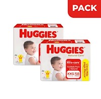 Dúo Pack Pañales Huggies Bigpack Natural Care Talla XXG - Bolsa 58 UN