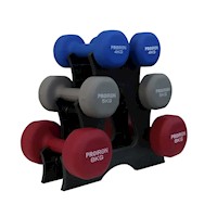 Set de Mancuernas de Neopreno de 4KG, 5KG Y 8KG + Rack