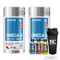 COMBO SUPREME NUTRITION - 2 OMEGA-3 Krill Oil + SHAKER