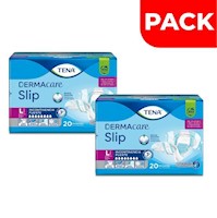Dúo Pack Pañales Tena Slip Dermacare Talla L - Bolsa 20 UN