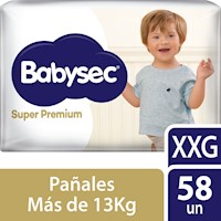 Pañal Babysec Súper Premium Talla XXG - Bolsa 58 UN