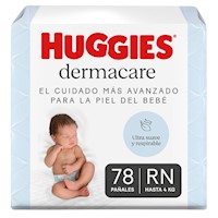 Pañales Huggies Dermacare Talla RN 78 UN