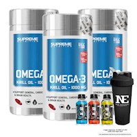 COMBO SUPREME NUTRITION - 3 OMEGA-3 Krill Oil + SHAKER