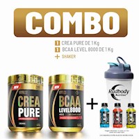 COMBO LEVEL PRO - CREA PURE 1 KG. + BCAA LEVEL 8000 1 KG. BLUEBERRY + SHAKER