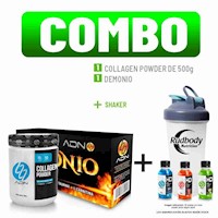 COMBO ADN NUTRITION - COLLAGEN POWDER 500 GR. NARANJA + DEMONIO CAJA + SHAKER