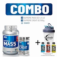 COMBO SUPREME - SUPREME MASS 4.4 LIBRAS VAINILLA + SUPREME CREAT 500 GR + SHAKER