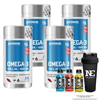 COMBO SUPREME NUTRITION - 4 OMEGA-3 Krill Oil + SHAKER