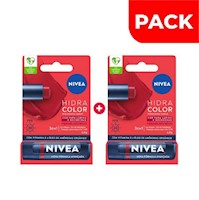 Dúo Pack Labial Nivea Lip Care Red FPS 30 - Tubo 4,8 G