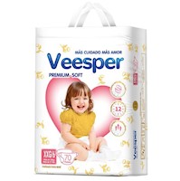 Pañal Paquetón Veesper Premium Sotf Talla XXG - Bolsa 70 UN