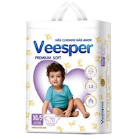 Pañal Paquetón Veesper Premium Sotf Talla XG - Bolsa 70 UN