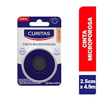 Curitas Cinta Microporosa 2.5 cm x 4.5 m - Caja 1 UN