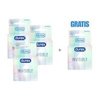 Pack x 3 Cajas Durex Preservativo Invisible 3 unid + 1 Regalo (12 unids)