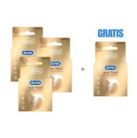 Pack x 3 Cajas Durex Preservativo Real Feel + 1 Regalo (12 unids)
