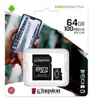 MEMORIA MICRO SD KINGSTON 64GB Clase 10 100 Mb/s