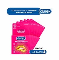 Pack x6 cajas Durex Máximo Placer