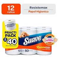 PAPEL HIGIENICO SUAVE RESISTEMAX 2P 12 X50M