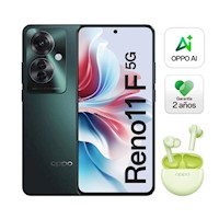 Celular OPPO Reno11 F 5G 12GB 256GB Verde + Audífonos Enco Buds2 Verde Gratis