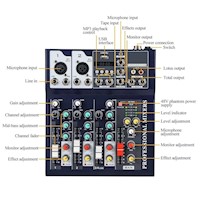 Mezclador de audio portatil con bluetooth USB DJ karaoke 48V 4 canales