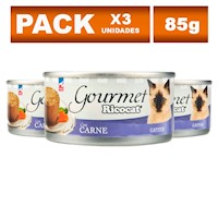 Comida Enlatada para Gato Ricocat Adulto Gourmet Paté de Carne 85g x3