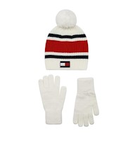 Set Gorro y Guantes Tommy Hilfiger Niños - Blanco 8-16