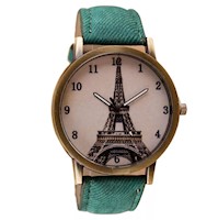 Reloj Mujer Analógico De Mujer Torre Eiffel Color Verde