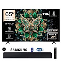 Televisor TCL Mini LED 65" QD UHD 4K Smart Google TV 65C6K + Soundbar HW B400F