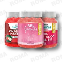 PACK 3 GOMITAS BBL AGUAJE, VINAGRE DE MANZANA Y DHA SOTTCORLABS