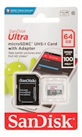Memoria SanDisk 64GB Clase 10 Velocidad 100MB/s
