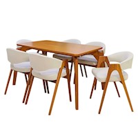 Juego de Comedor Ébano 6 Sillas Madera Tornillo