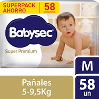 Pañal Babysec Super Premium Talla M 58 un