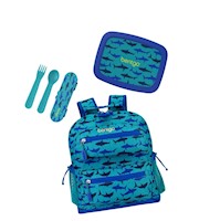 Set Bentgo Mochila Escolar, Lonchera y Cubiertos - Tiburon