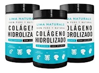 Pack 03 Pomos Colageno Hidrolizado Sin Sabor Lima Naturals 500 gr