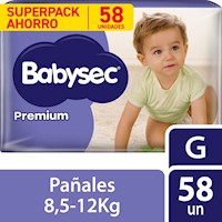 Pañal Babysec Premium Talla G 58 un